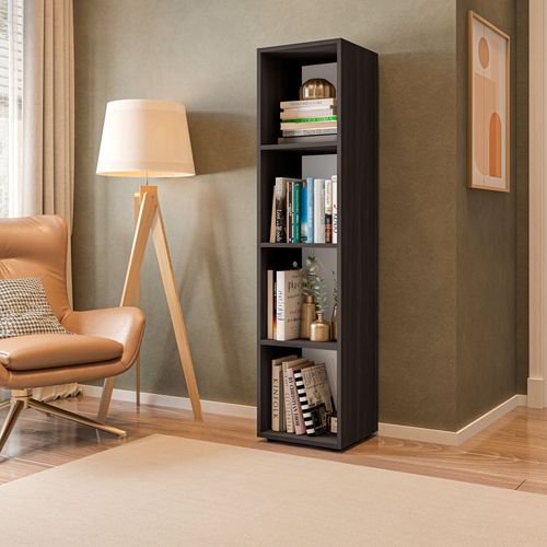 Estante Livreiro Clementina 30 cm com 4 Nichos - Preto