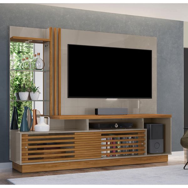 Rack com Painel Frizz Plus para TV de 60" - Natural/Fendi