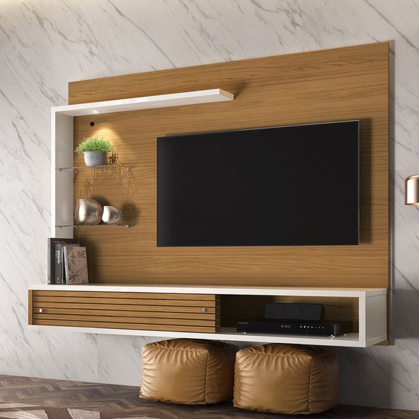 Rack Suspenso Select 2 Prateleiras de Vidro-Off White/Natural