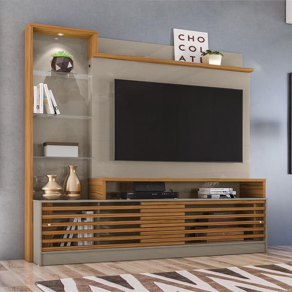 Rack com Painel Frizz Prime para TV de 55" - Natural/Fendi