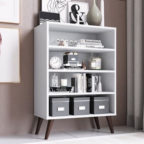 Estante Retrô com 4 Nichos 60 cm - Branco