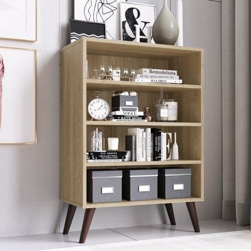 Estante Retrô com 4 Nichos 60 cm - Carvalho