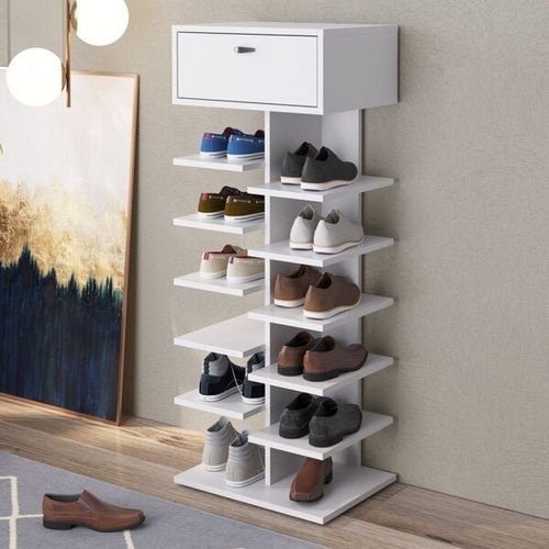 Sapateira com 1 Gaveta e 10 Prateleiras - Branco