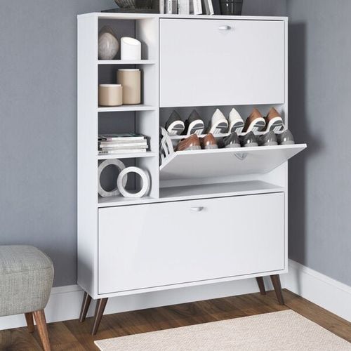 Sapateira Retrô com 3 Portas e 3 Prateleiras - Branco