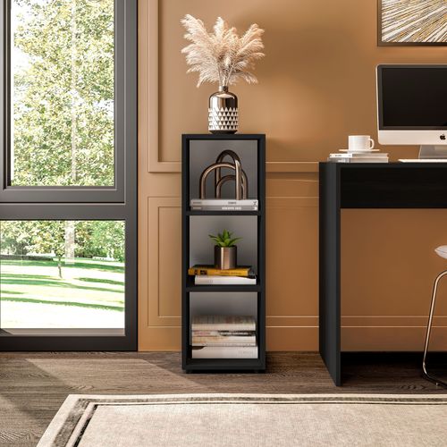 Estante Livreiro Tica com 3 Nichos - Preto