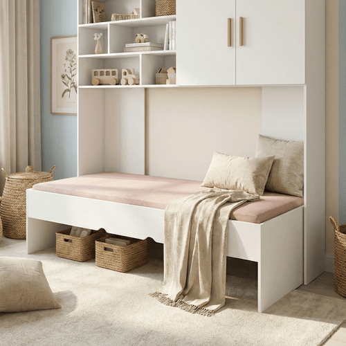 Cama Solteiro Juvenil para Colchão 88x188cm Chiara Branco Branco