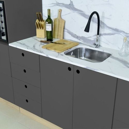 Balcão para Pia de Cozinha 2 Portas Stella - Grafite/Carvalho