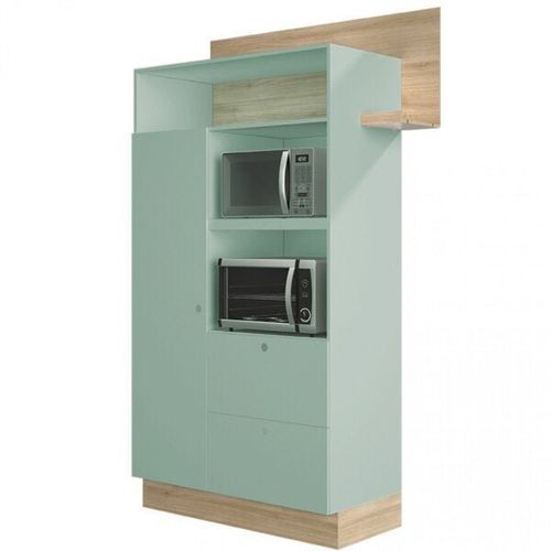 Paneleiro Duplo com Torre Quente Stella - Verde/Carvalho