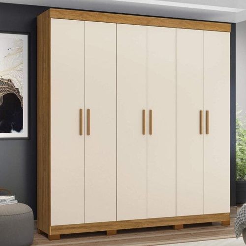 Guarda Roupa de Casal Amarok c/ 6 Portas-Carvalho/Off White
