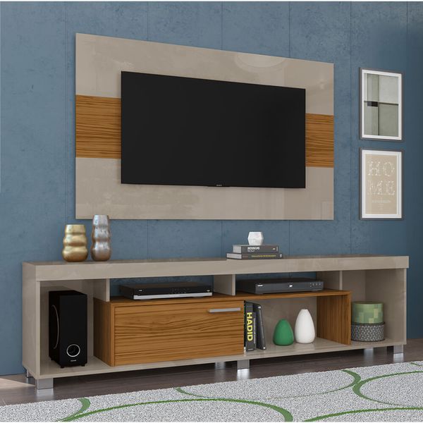 Conjunto Rack com Painel Tomaz - Natural/Fendi