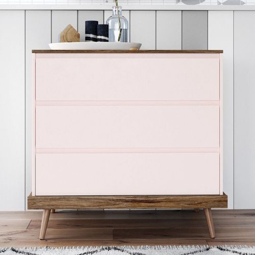 Cômoda Infantil Canção de Ninar 3 Gavetas Rosa/Amêndoa