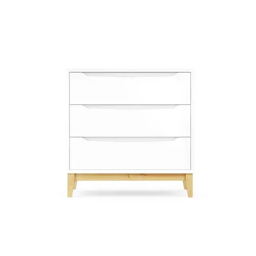 Cômoda Infantil Retrô Amor Perfeito com 3 Gavetas - Branco/Natural