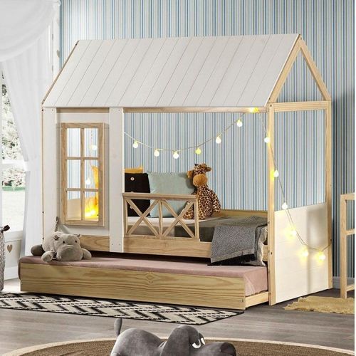 Bicama Solteiro Infantil Reversível Telhado Completo Casinha Garden - Casatema