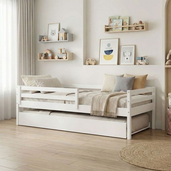 Bicama Solteiro Infantil Prime com Grade de Proteção IV Madeira Maciça Casatema Branco