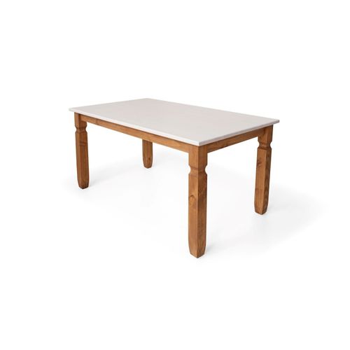 Mesa de Jantar Corona Rústica 1,82m Idela P/Área Externa - Cera Mel/Branco