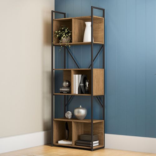 Estante Industrial com 8 Nichos - Freijó/Preto