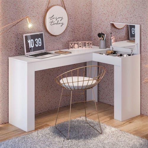 Penteadeira/Escrivaninha de Canto Jade - Branco