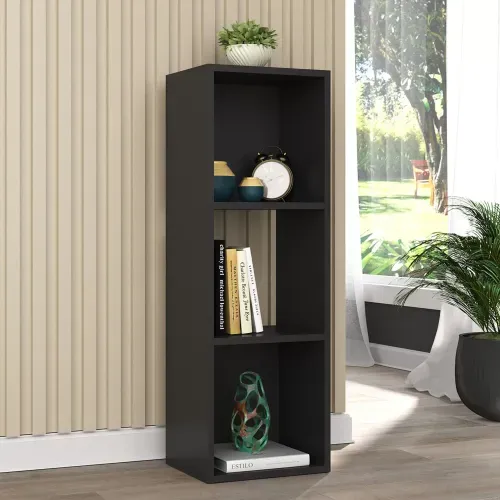 Estante Torre com 3 Nichos 90 cm - Preto