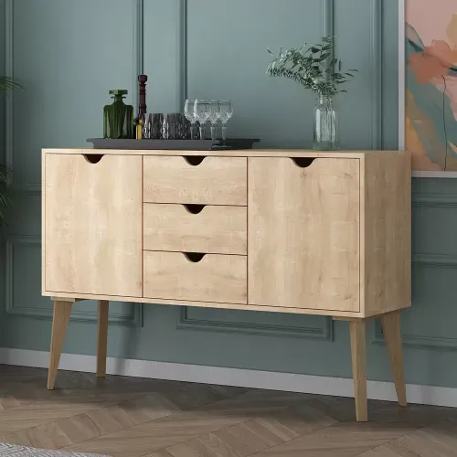Buffet Retalho com 2 Portas e 3 Gavetas - Carvalho
