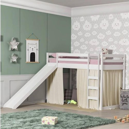 Cama Infantil Prime Alta II com Escorregador e Tenda-Casatema