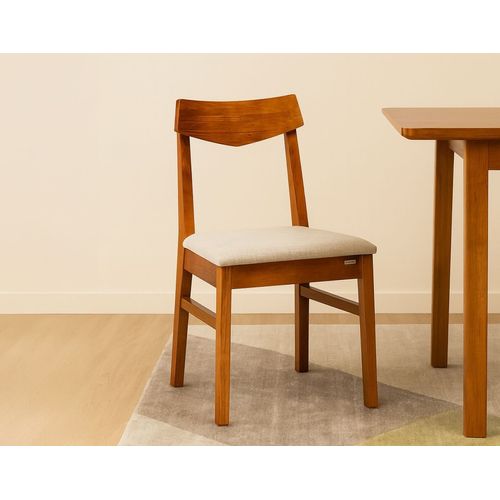 Kit 2 Cadeiras Loop Estofadas com Tecido Linho e Madeira Taeda - Garapa/Cinza