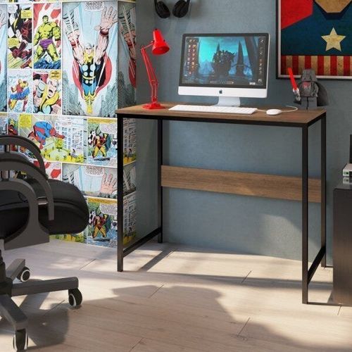 Escrivaninha Juvenil Industrial 90 cm - Mel/Preto