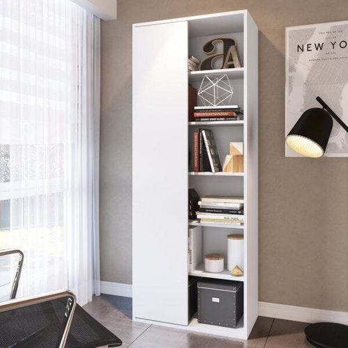 Estante Livreiro com 1 Porta e 6 Nichos - Branco