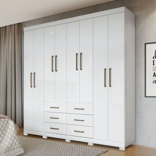 Guarda Roupa Casal 8 Portas 6 Gavetas Liverpool 8.6 Branco