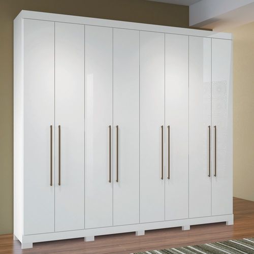 Guarda Roupa Casal 8 Portas 4 Gavetas com Pés Master Vip Branco