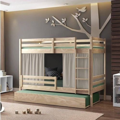 Treliche Teen Play Grades Proteção e Tenda Madeira Maciça Natural - Casatema