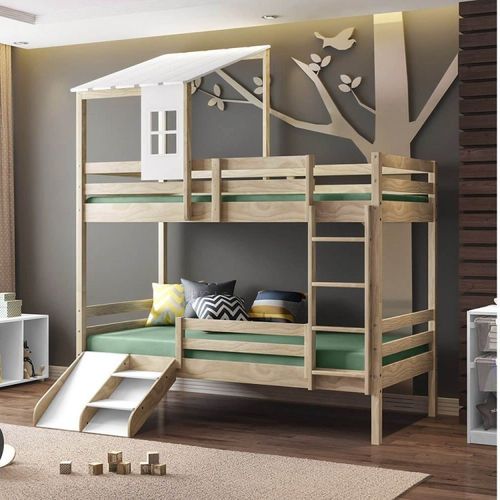 Beliche Infantil Teen Play c/Telhado II e Mini Escada/Escorregador Casatema Natural