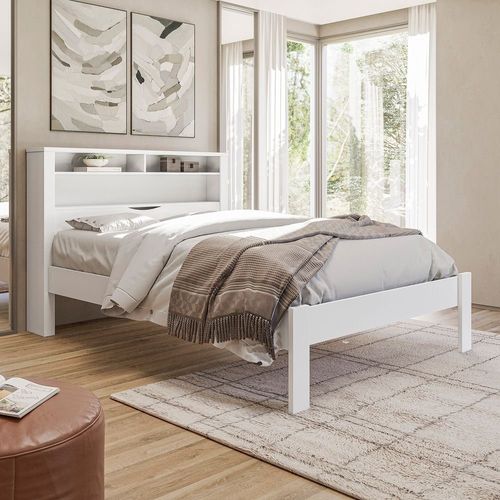Cama Casal Invicta com Baú Branco
