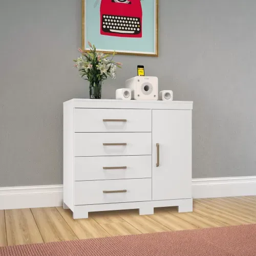 Cômoda 4 Gavetas 1 Porta Plus 1.4 Santos Andirá Branco