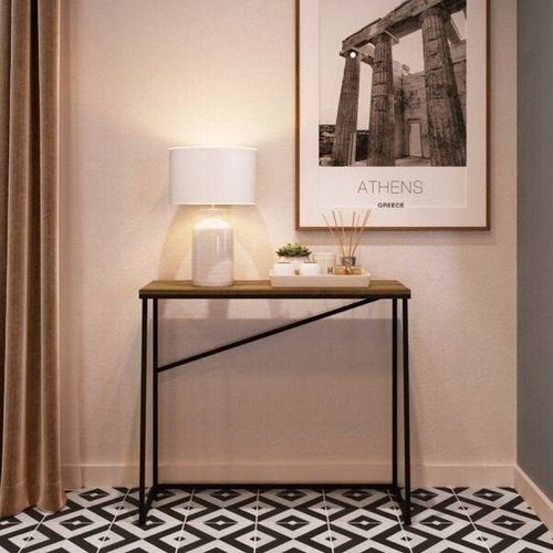 Aparador Escrivaninha Industrial MDP Fosco 90cm Preto e Noce Oro Steel Wood Marrom preto/noce oro