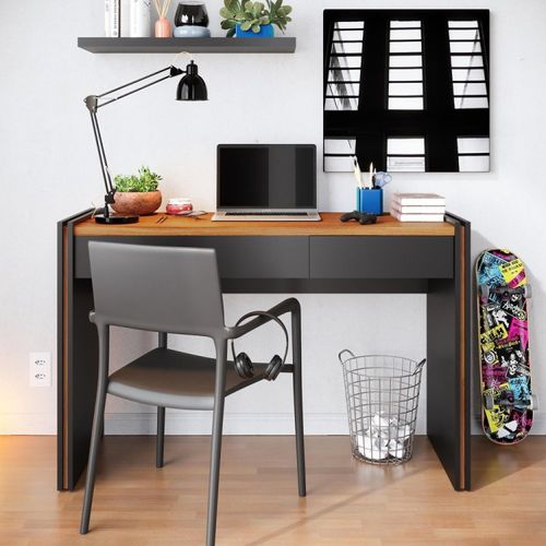 Escrivaninha Smart com 1 Gaveta - Preto/Castanho