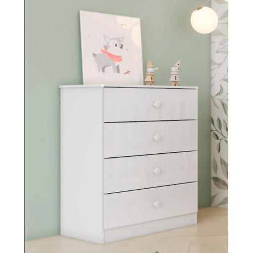 Cômoda Infantil 4 Gavetas Labirinto - Branco