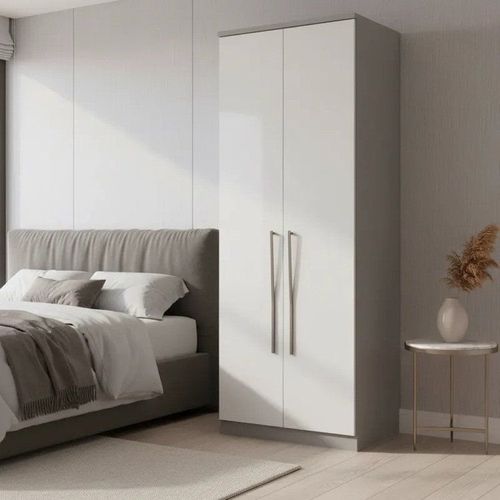 Módulo de Guarda Roupa 2 Portas 2 Gavetas Elegance Cinza/Niquel/Blanc Niquel/Blanc
