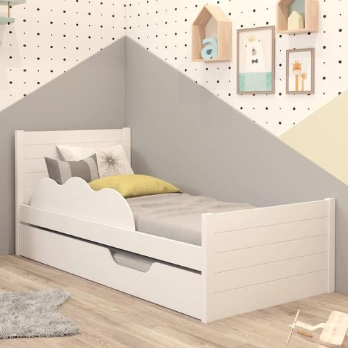 Bicama Infantil com Cama Auxiliar e Rodizios - Branco