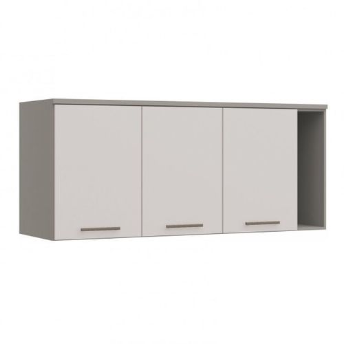 Armário Aéreo Modulado Elegance 3 Portas e 1 Nicho - Níquel/Blanc
