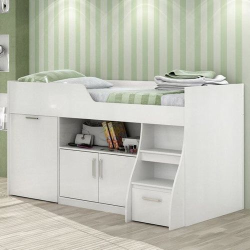 Cama Multifuncional Bianca II com Armário e Escrivaninha - Branco