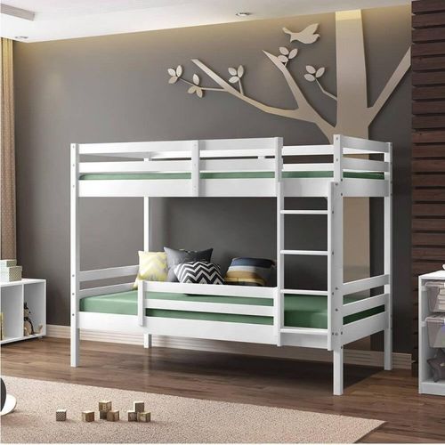 Beliche Teen Play com Grade de Proteção Madeira Maciça Branco - Casatema