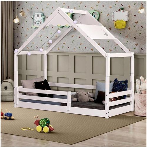 Cama Montessoriana Prime com Telhado Inclinado Lua Branco- Casatema