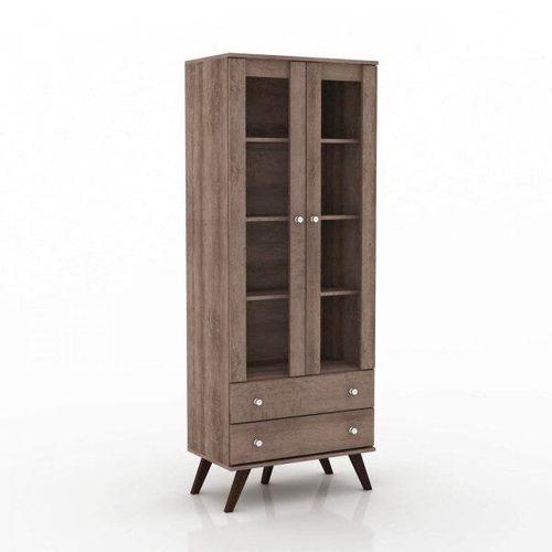 Cristaleira 2 Portas de Vidro e 2 Gavetas - Rústico