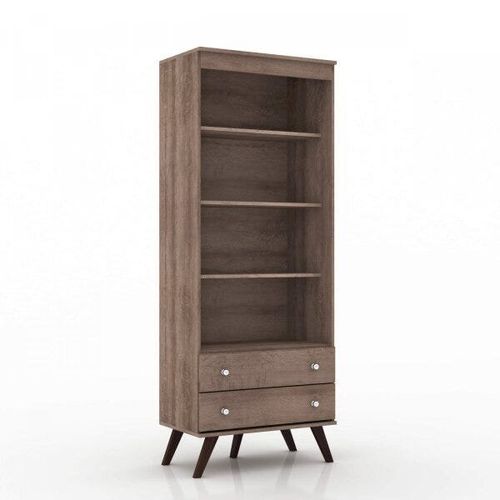 Estante Retrô 2 Gavetas 3 Prateleiras com Pés Palito - Rústico