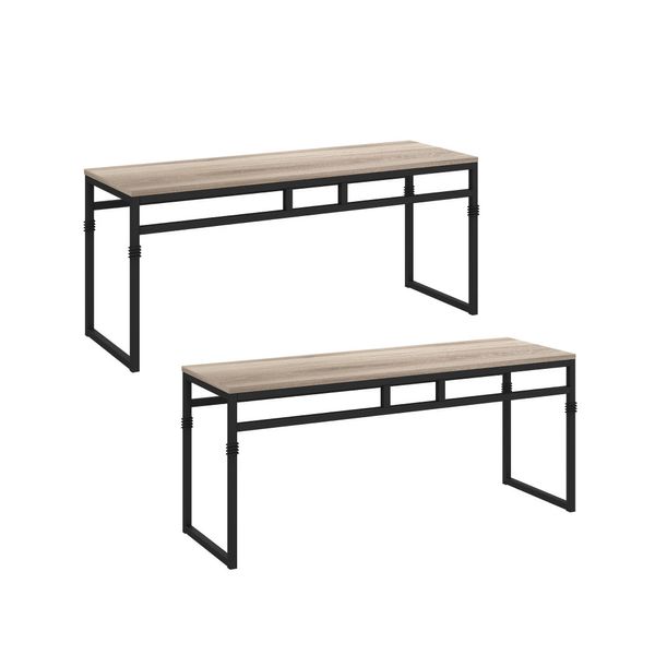 Conjunto Industrial 2 Bancos Delta - Carvalho/Preto