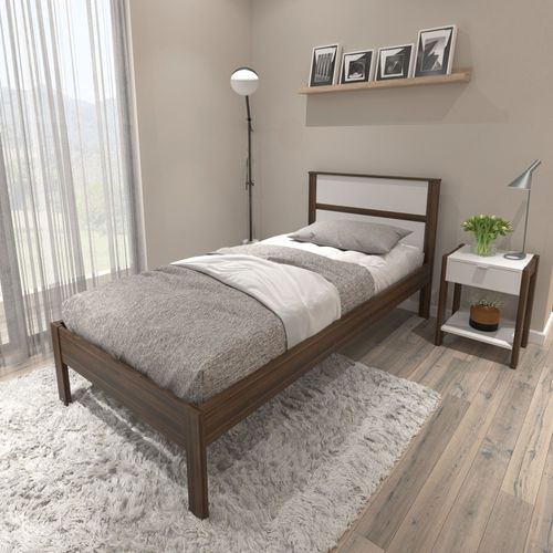 Cama de Solteiro Nogal/Branco