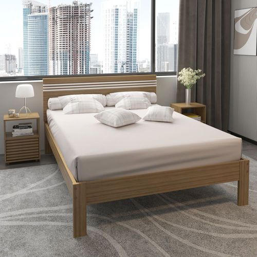 Cama de Casal 100% MDP - Amêndoa/Branco