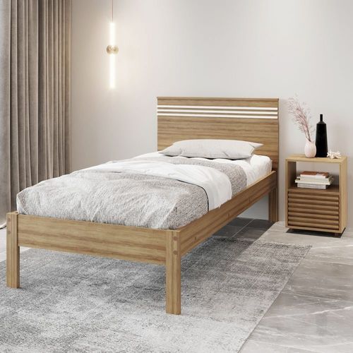 Cama de Solteiro Amêndoa/Branco