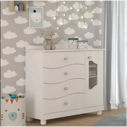 Cômoda Infantil Riso com 4 Gavetas - Branco