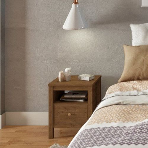 Mesa de Cabaceira Flat com 1 Gaveta em Madeira Maciça - Garapa